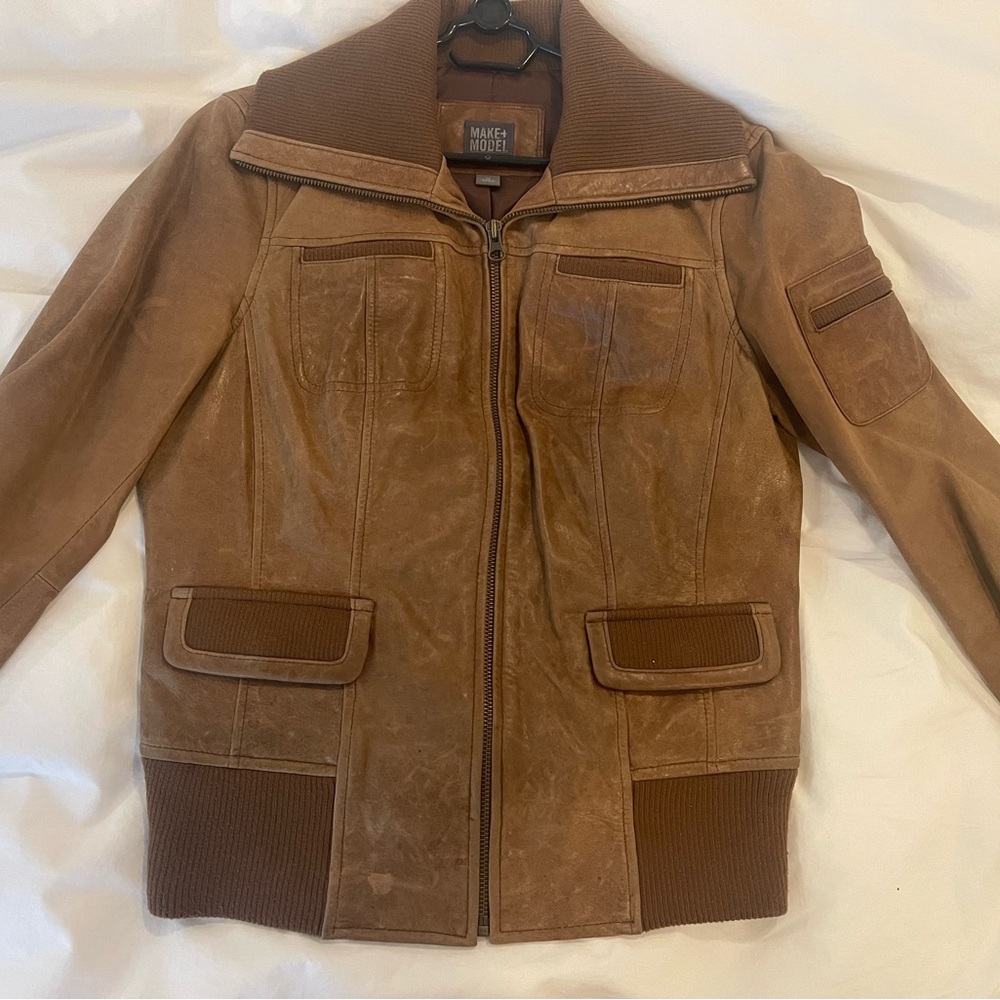 Make+ Model 100% Leather Jacket, Size M - image 1